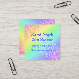 Circles Dots Rainbow Square Business Cards Quadratische Visitenkarte
