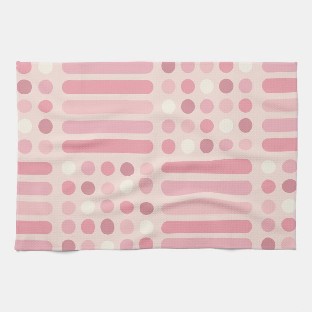 Circles Lines Pink Vanilla Geschirrtuch (Horizontal)
