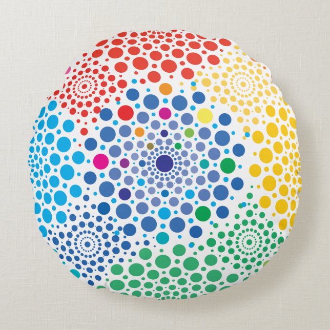Circles Mandala 3 Rundes Kissen (Vorderseite)