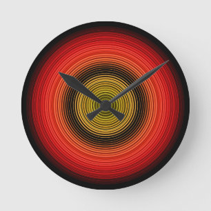 Circles - Red Yellow Black Runde Wanduhr