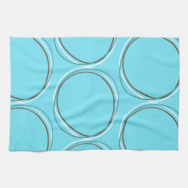 Circles Turquoise White Brown Hand gezeichnet Geschirrtuch