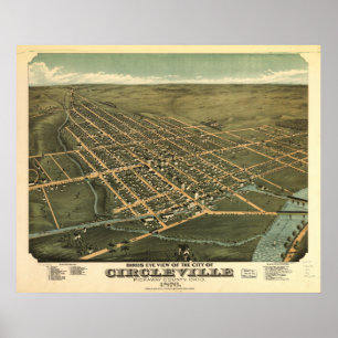 Circleville Ohio 1876 Antike Panoramakarte Poster