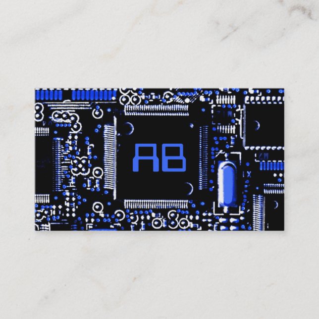 Circuit Blue 2 "monogramm Visitenkartenvorlage Visitenkarte (Vorderseite)