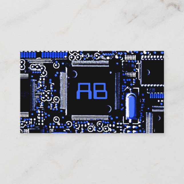 Circuit Blue 2 "monogramm Visitenkartenvorlage Visitenkarte (Vorderseite)