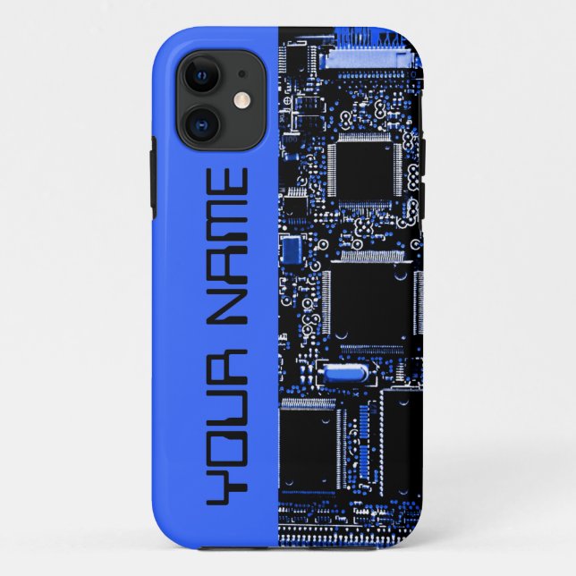 Circuit Blue 2 "Name" iPhone Gehäuseseite blau Case-Mate iPhone Hülle (Rückseite)