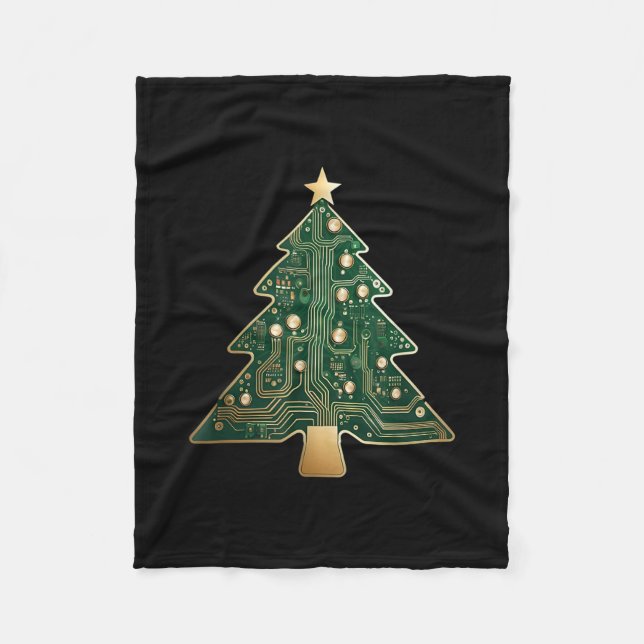 Circuit Board Computer Tech Weihnachtsbaum Fleecedecke (Vorderseite)