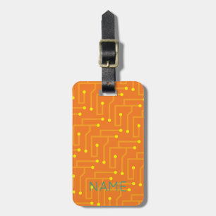 Circuit Board NAME Modern Travel Orange Tech Gepäckanhänger
