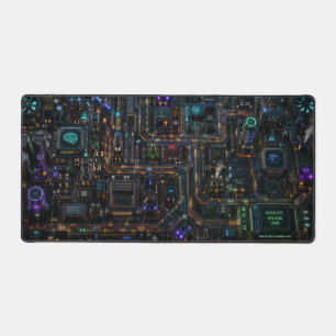 Circuit City – Futuristisches Cyberpunk-Erweiterte Schreibtischunterlage