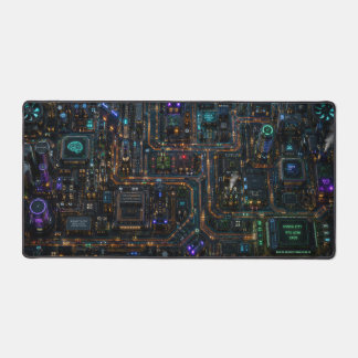 Circuit City – Futuristisches Cyberpunk-Erweiterte Schreibtischunterlage