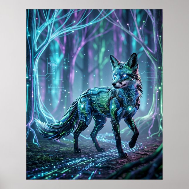 Circuit Fox Neon Forest Poster (Vorne)