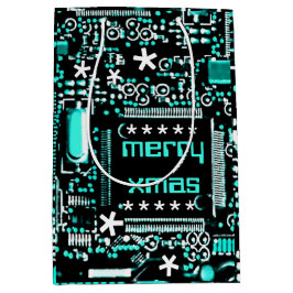 Circuit Light Blue 2 Merry Xmas Medium Mittlere Geschenktüte