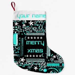 Circuit Light Blue 2 Name Strumpf zweiseitig Kleiner Weihnachtsstrumpf