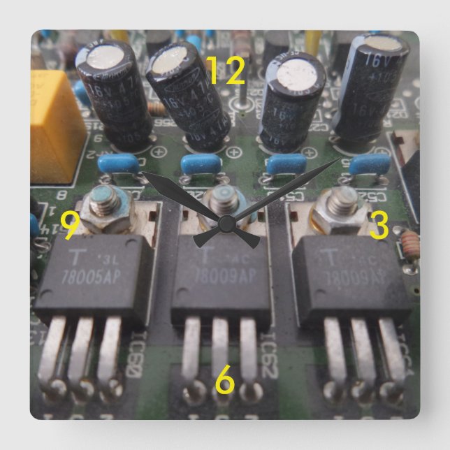 Circuit-Uhr Quadratische Wanduhr (Vorderseite)