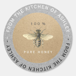 Circular 100%hausgemachte Honey Kitchen Kraft Bee  Runder Aufkleber