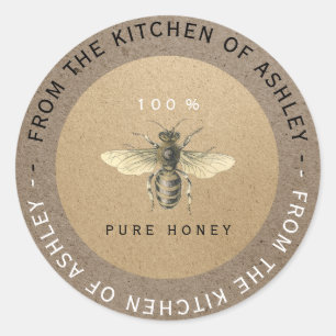Circular 100%hausgemachte Honey Kitchen Kraft Bee  Runder Aufkleber
