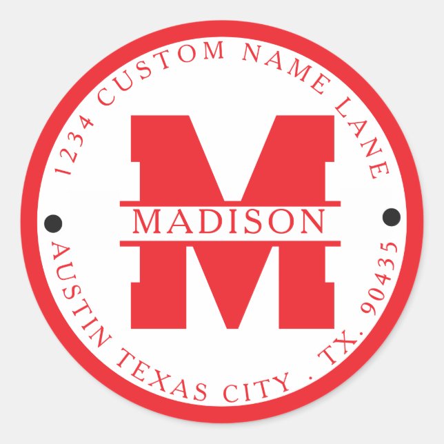 Circular address labels,monogram address labels runder aufkleber (Vorderseite)