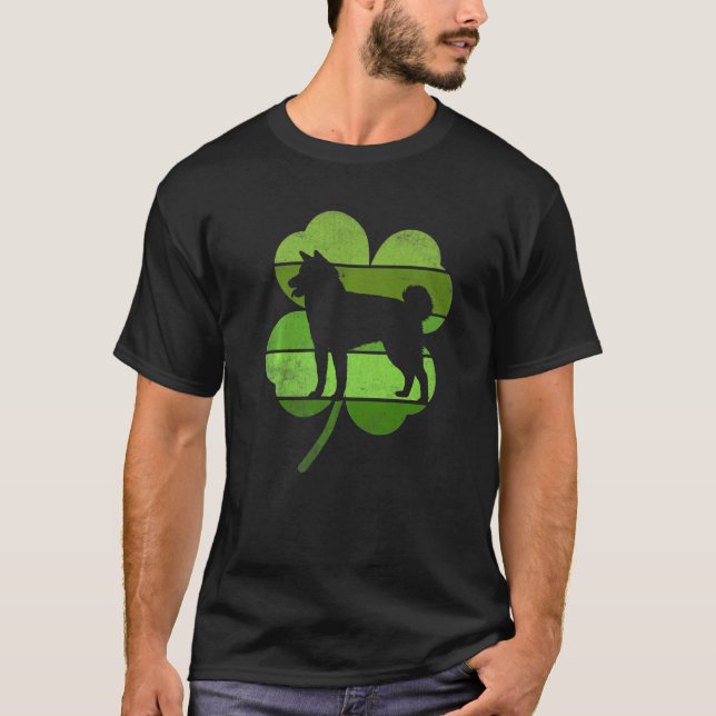 Circular Akita Irish Shamrock Dog St Patrick's Day T-Shirt (Vorderseite)