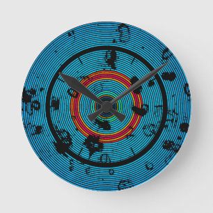 Circular Blue Abstrakt Pattern Runde Wanduhr