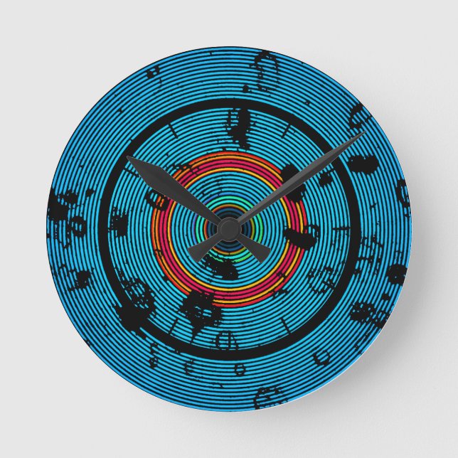 Circular Blue Abstrakt Pattern Runde Wanduhr (Vorderseite)