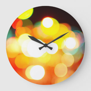 Circular Bokeh: Abstraktes Weihnachtslicht Große Wanduhr