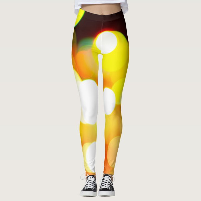 Circular Bokeh: Abstraktes Weihnachtslicht Leggings (Vorderseite)
