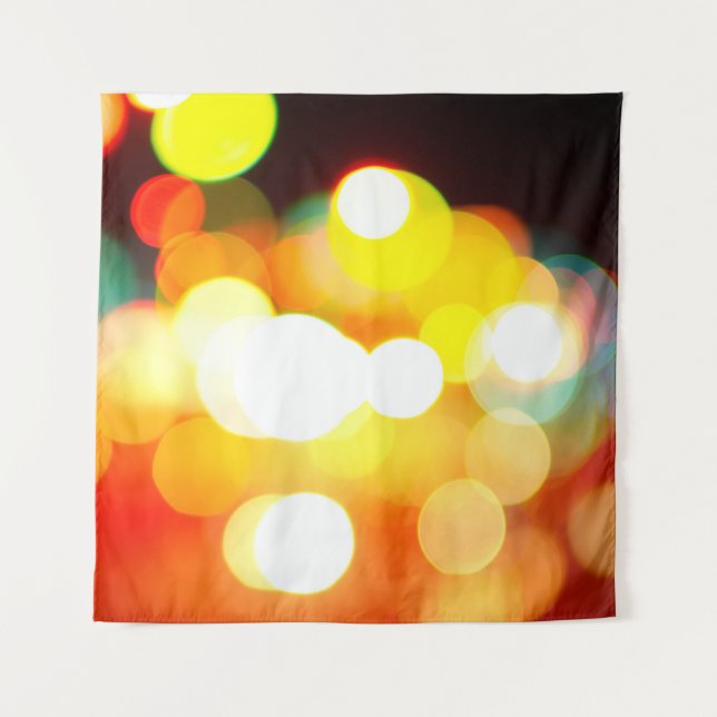 Circular Bokeh: Abstraktes Weihnachtslicht Wandteppich (Vorderseite)