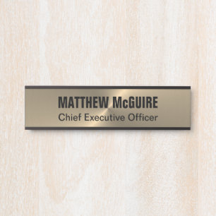 Circular Brushed Gold Look Office Türschild