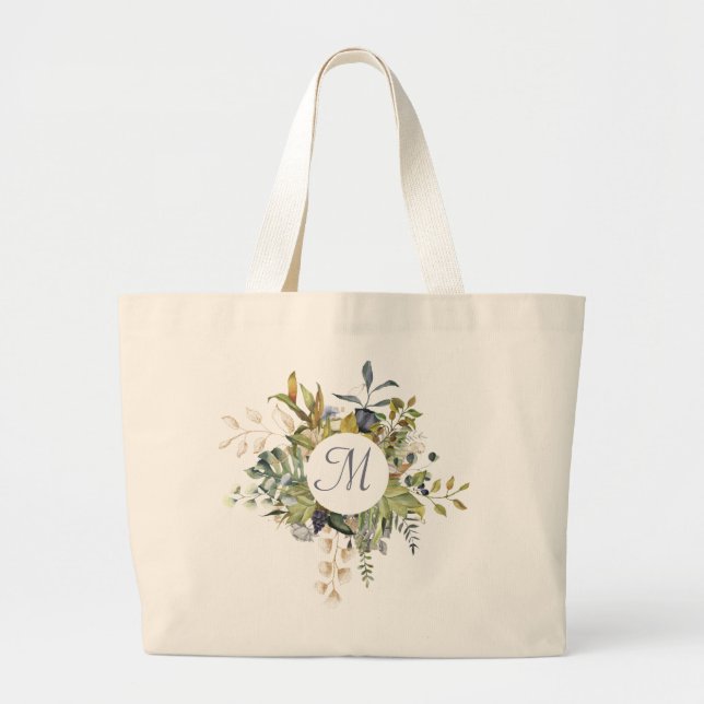 Circular Floliage Fram mit Monogramm Jumbo Stoffbeutel (Vorne)