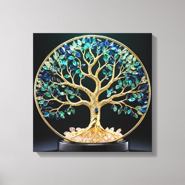Circular Gemstone Tree of Life Leinwanddruck (Vorderseite)