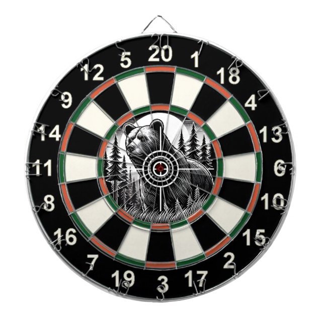 Circular Grizzy Bear Bullseye Art Dartscheibe (vorne)
