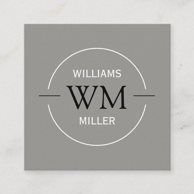Circular Initial Modern Square Gray - Visitenkarte (Vorderseite)