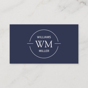 Circular Initials Modern Navy - Business Card Visitenkarte