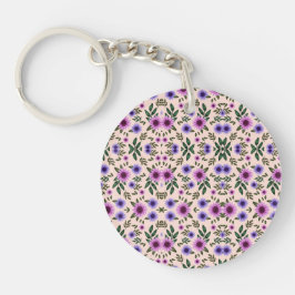 Circular keychain with a floral pattern schlüsselanhänger