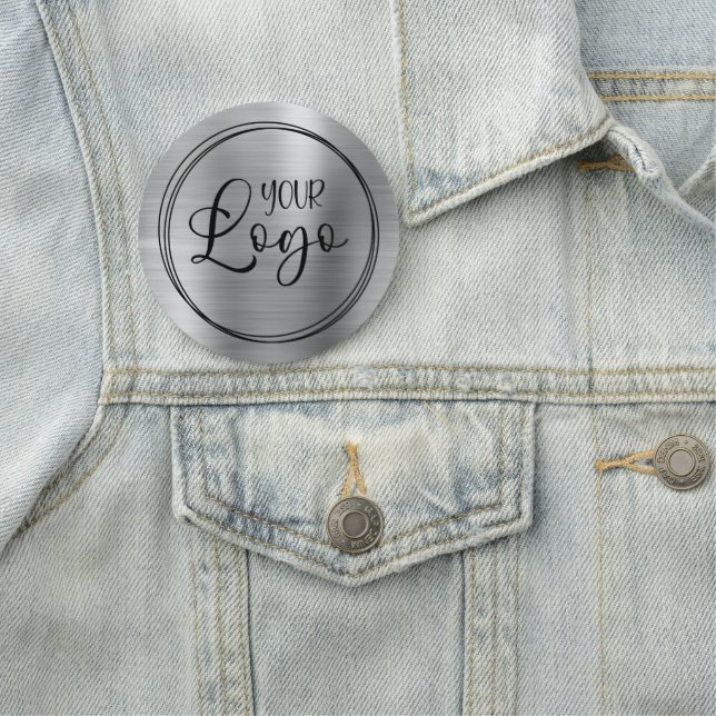 Circular Metallic Silver and Black Logo Namensschild (Beispiel)