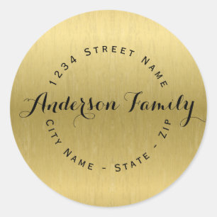 Circular Modern Imitats Gold Return Address Label Runder Aufkleber