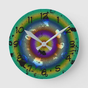 Circular Multicolored Abstract Pattern Runde Wanduhr