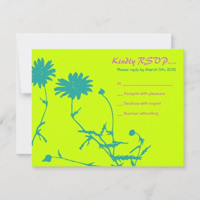 Circular Retro Daisy Bat Mitzvah Reply Card RSVP Karte (Vorderseite)