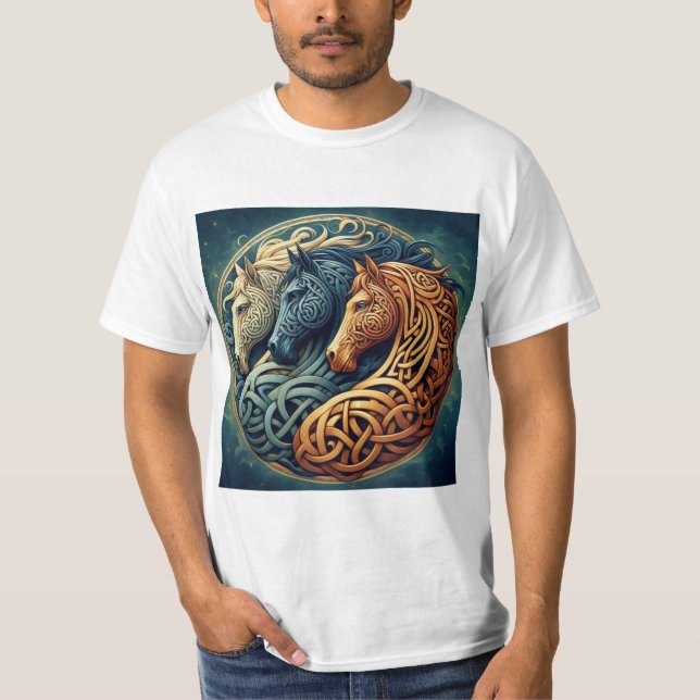  Círculo Celta: Simetría de Tres Caballos T-Shirt (Vorderseite)