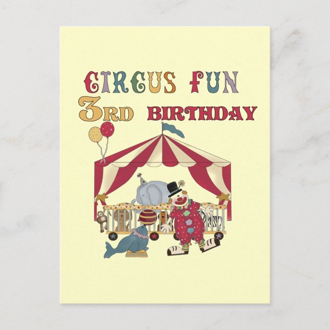 Circus 3. Geburtstagsgeschenke Postkarte (Vorderseite)