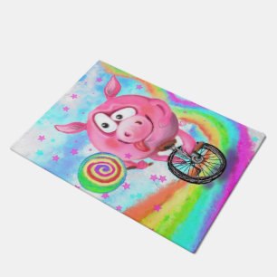 Circus Acrobat Piggy Cyclist mit Lollipop Doormat Fußmatte