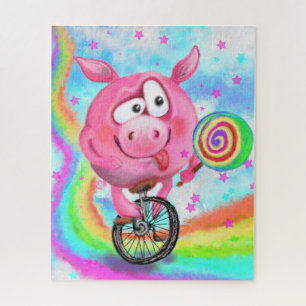 Circus Acrobat Piggy Cyclist mit Lollipop Puzzle