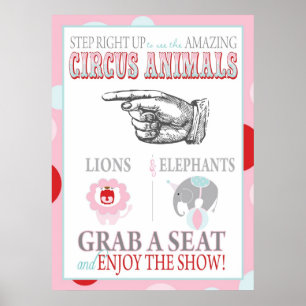 Circus Animal Show Sign Carnival Circus Birthday L Poster