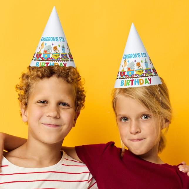 Circus Animal Train Niedlich Kids Name Birthday Pa Partyhütchen (Von Creator hochgeladen)