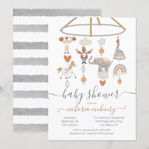 Circus Animals Mobile Baby Shower Einladung