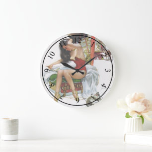 Circus Beauty Vintage Art Pin-up Girl Große Wanduhr