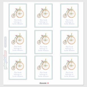 Circus Bike Blue Buchzeichen Sticker