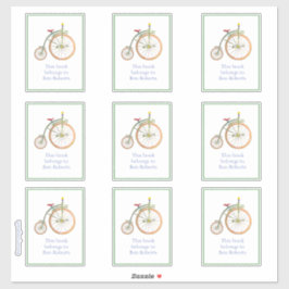 Circus Bike Green Buchzeichen Sticker