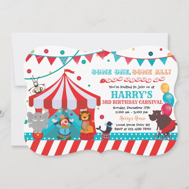 Circus Birthday Einladung (Vorderseite)