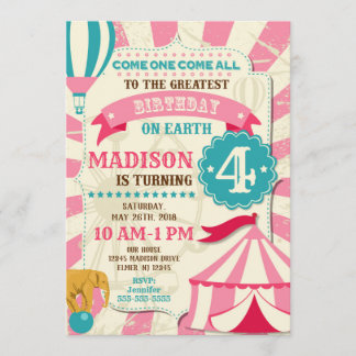 Circus Birthday Einladung Girl Karneval Einladung