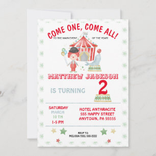 Circus Birthday Einladung, komm eins, komm alle! i Einladung